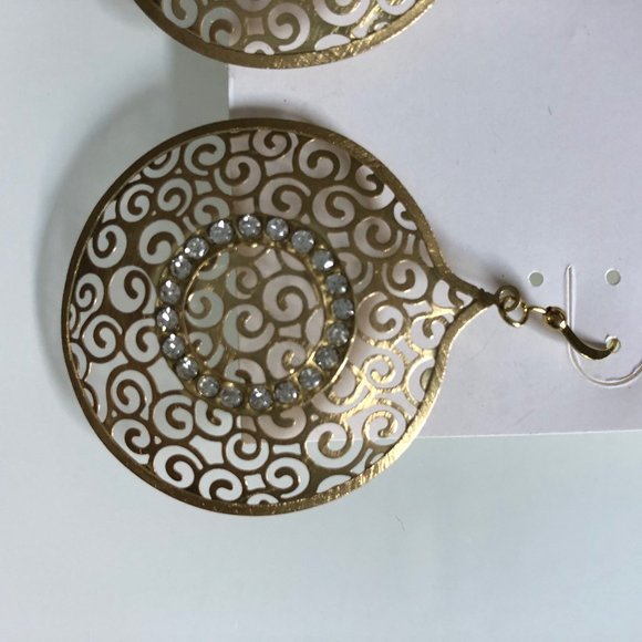 Rush Crystal Decorated pop-up golden earrings - Picture 4 of 6